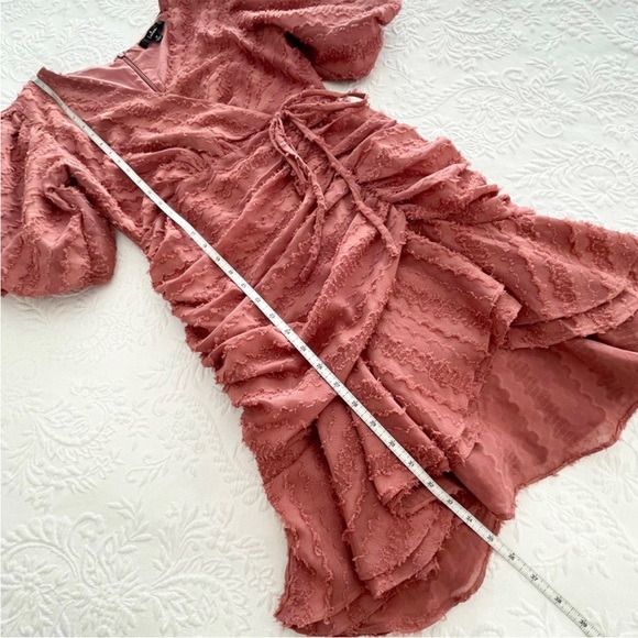 NWOT Lulus Cherish This Moment Rusty Rose Ruched Asymmetrical Mini Dress Medium - Picture 9 of 9